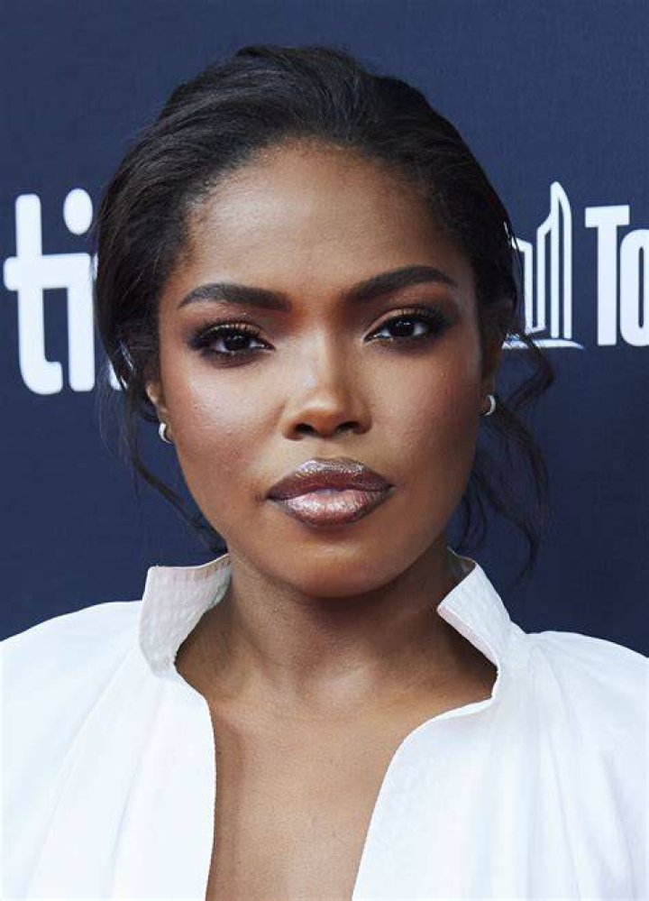 Angelic: Ryan Destiny turned heads in a stunning white gown with a dramatic thigh-high slit